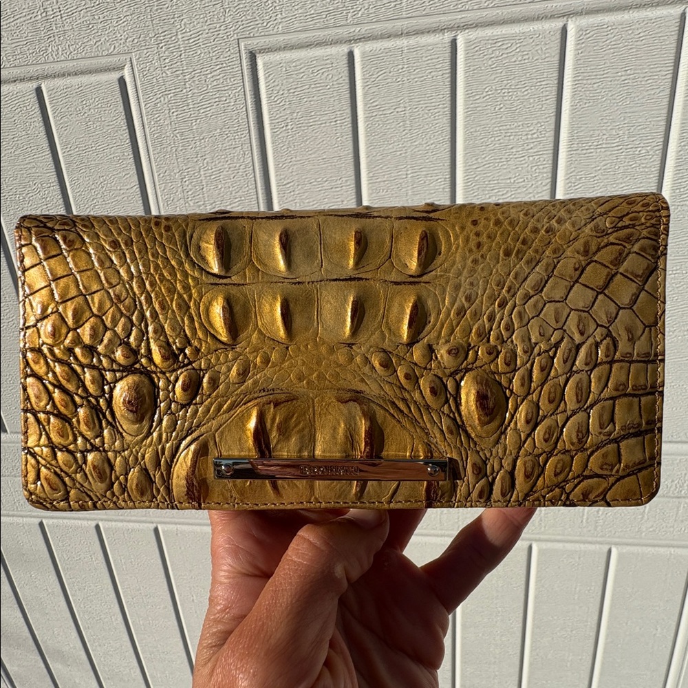 Brahmin ADY wallet chai Gold CROC Embossed leather Melbourne leather Wallet - Picture 7 of 17